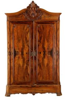 Appraisal: American Rococo Revival Rosewood Wardrobe American mid th century Rococo