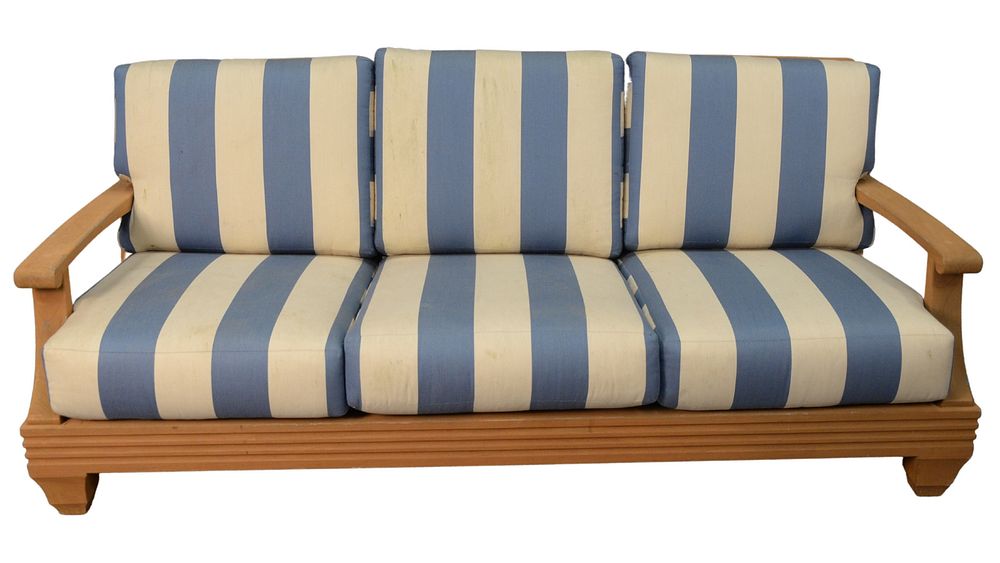 Appraisal: Giati Designs Palazzio Outdoor Teak Sofa with sunbrella cushions in