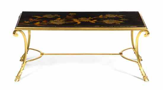 Appraisal: A Neoclassical Gilt Bronze and Lacquered Low Table the rectangular