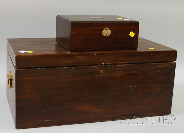 Appraisal: Stained Maple Humidor and a Maple Travel Cedar Chest the