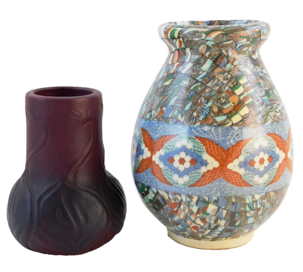 Appraisal: Art pottery two pieces including a Van Briggle vase with