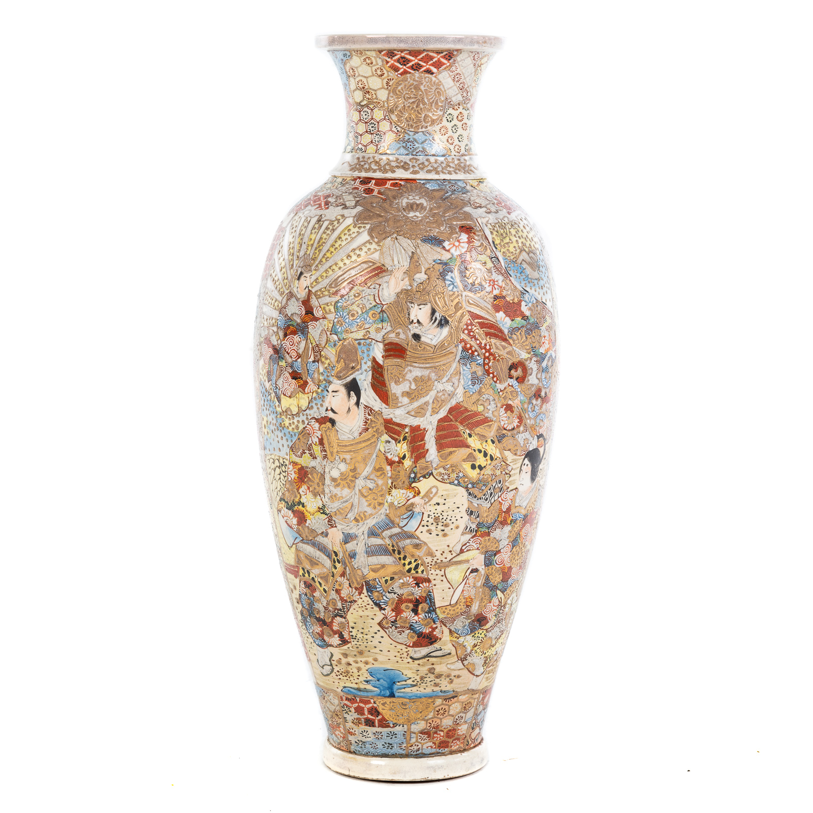 Appraisal: LARGE JAPANESE SATSUMA EARTHENWARE VASE First quarter- th century with