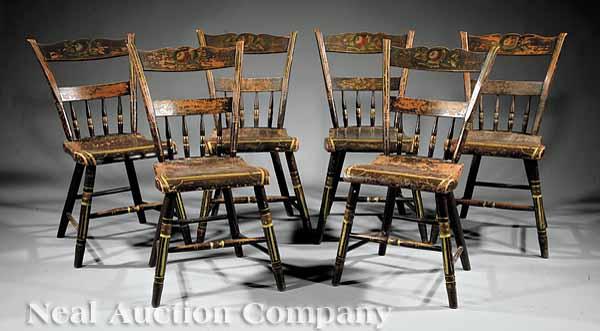 Appraisal: A Set of Six American Classical Fancy Painted Side Chairs