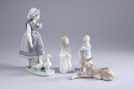 Appraisal: FOUR LLADRO PORCELAIN FIGURES Including 'Aracely with Pet Duck' 'Virgin'