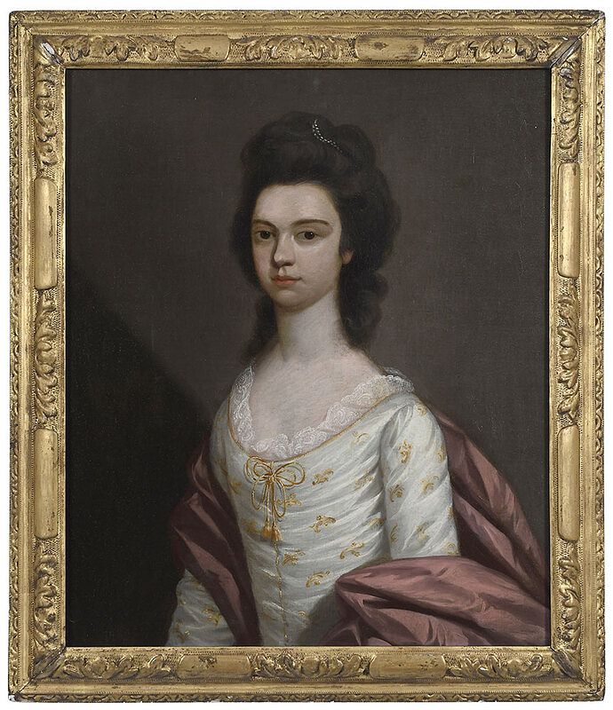 Appraisal: British School Portrait th century A Lady in a Brocaded