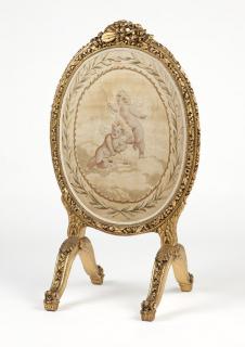 Appraisal: French Aubusson tapestry and giltwood fire screen Second half th