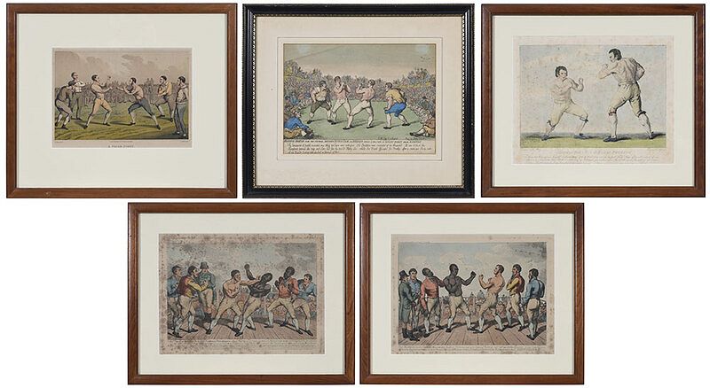 Appraisal: Five Framed Boxing Prints British th century Boxing Match For