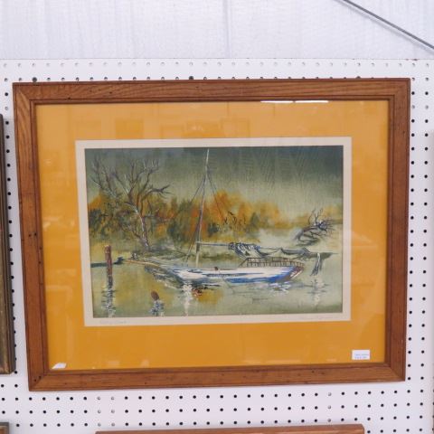 Appraisal: Patricia H Branch Watercolor Falling Creek sailboat scene image area