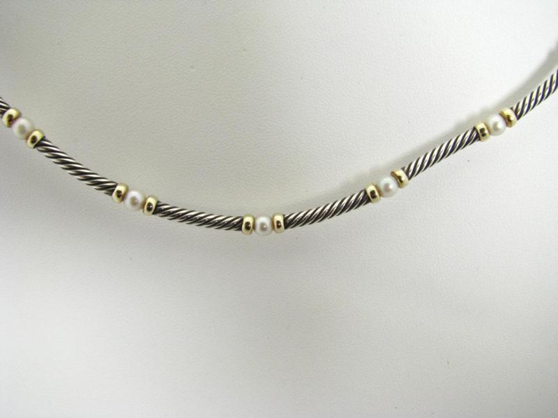 Appraisal: A David Yurman Silver K Yellow Gold Pearl Necklace approximately