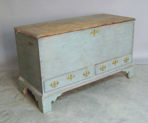 Appraisal: Pennsylvania painted pine blanket chest th th c h w