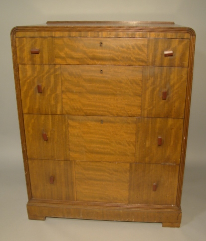 Appraisal: ART DECO STYLE MODERN WALNUT CHEST OF DRAWERS h w