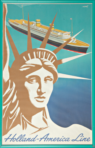 Appraisal: ADVERTISING POSTERS Two posters one for the Holland-America Cruise Line