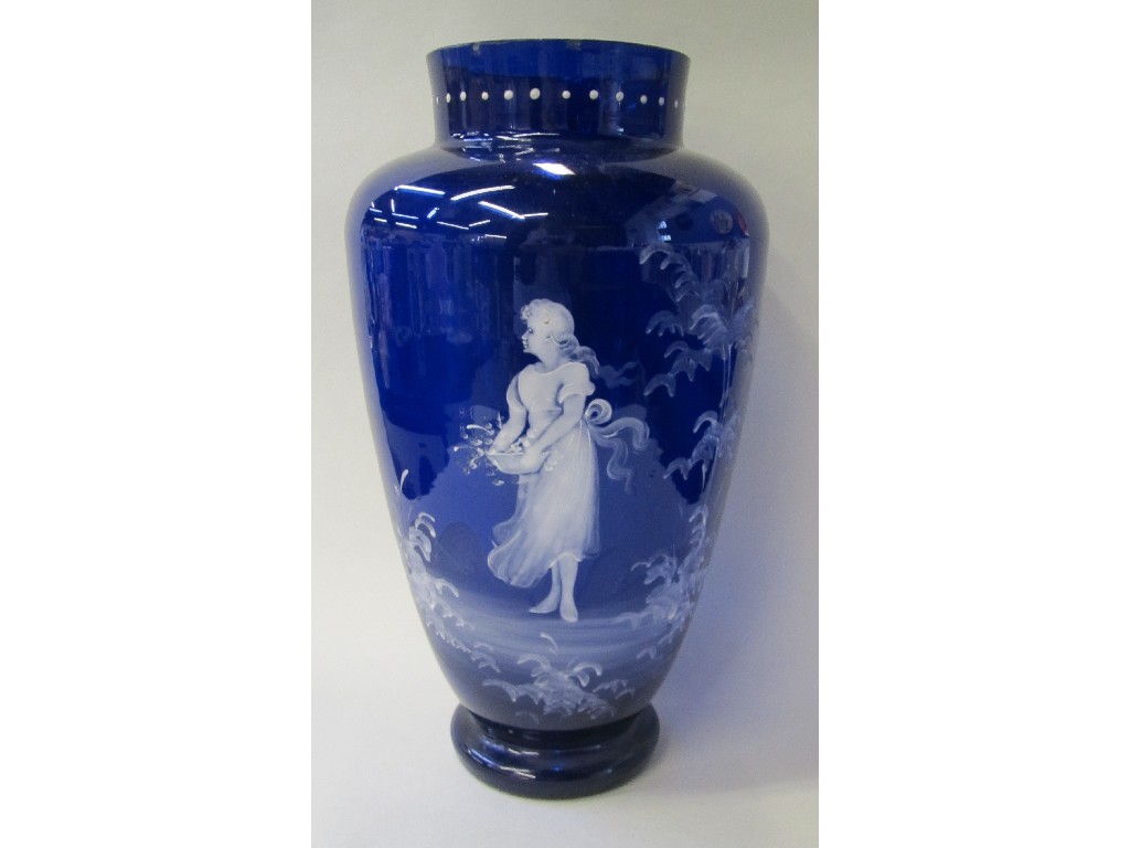 Appraisal: Mary Gregory style blue glass vase