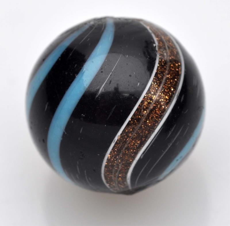 Appraisal: Black Opaque Banded Lutz Marble Black base with baby blue