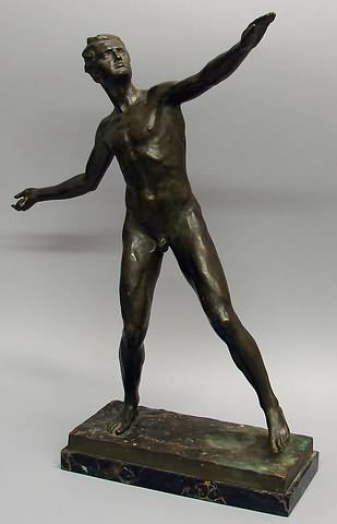 Appraisal: Bronze javelin thrower by Franz Seifert Austrian - left arm