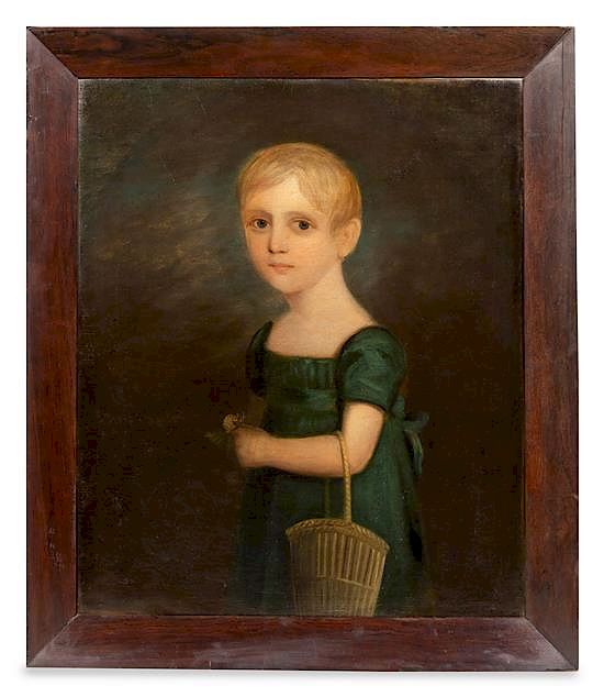 Appraisal: American School Early th Century Portrait of a Girl with