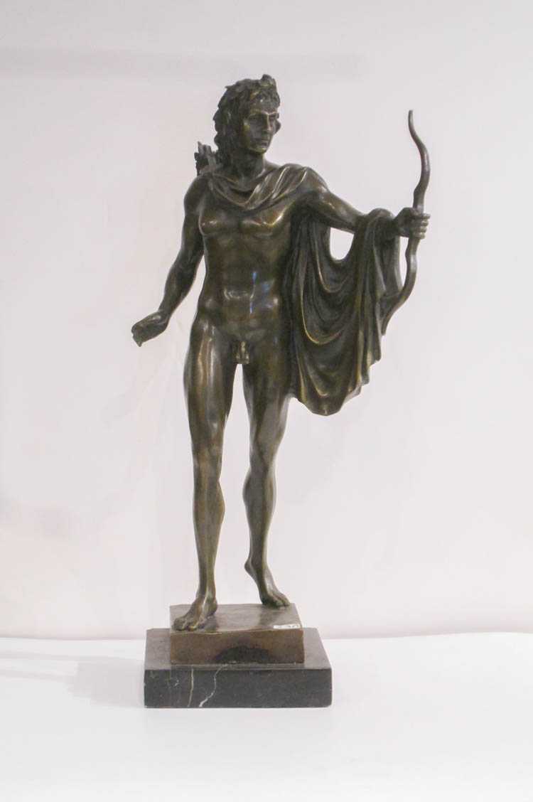 Appraisal: CLASSIC FIGURAL BRONZE SCULPTURE the Greek god Apollo cast from