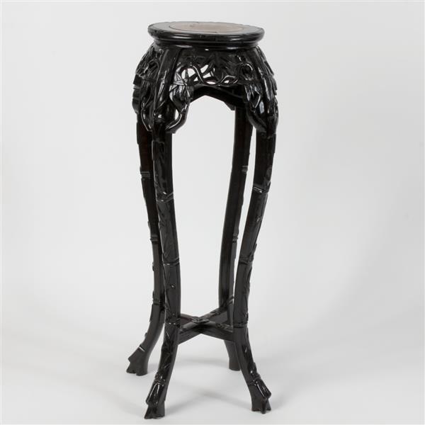 Appraisal: Chinese th century carved hardwood marble top plant stand H