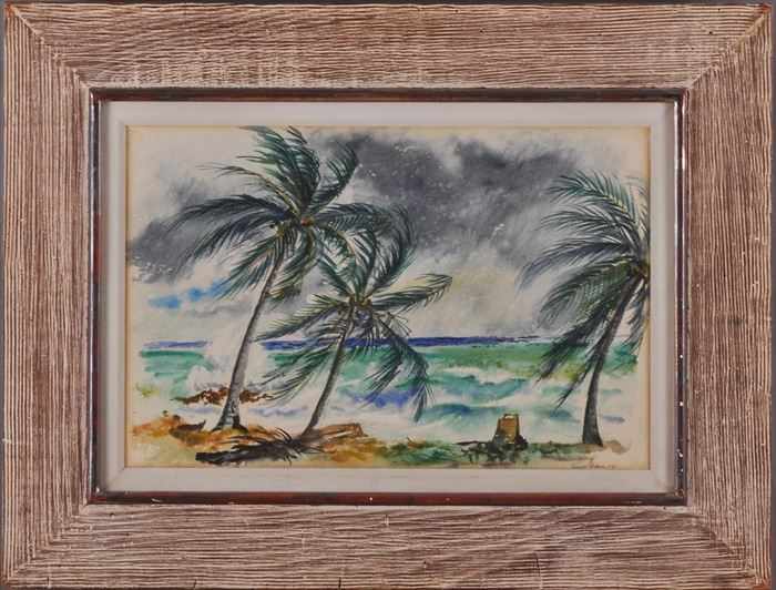 Appraisal: ERNEST FIENE - TROPICAL SQUALL Watercolor on paper x in