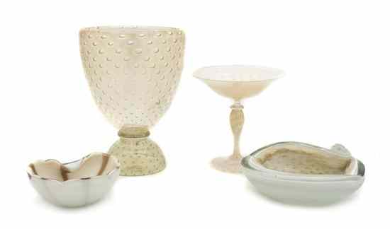 Appraisal: Four Murano Style Glass Articles comprising a stemmed bowl two