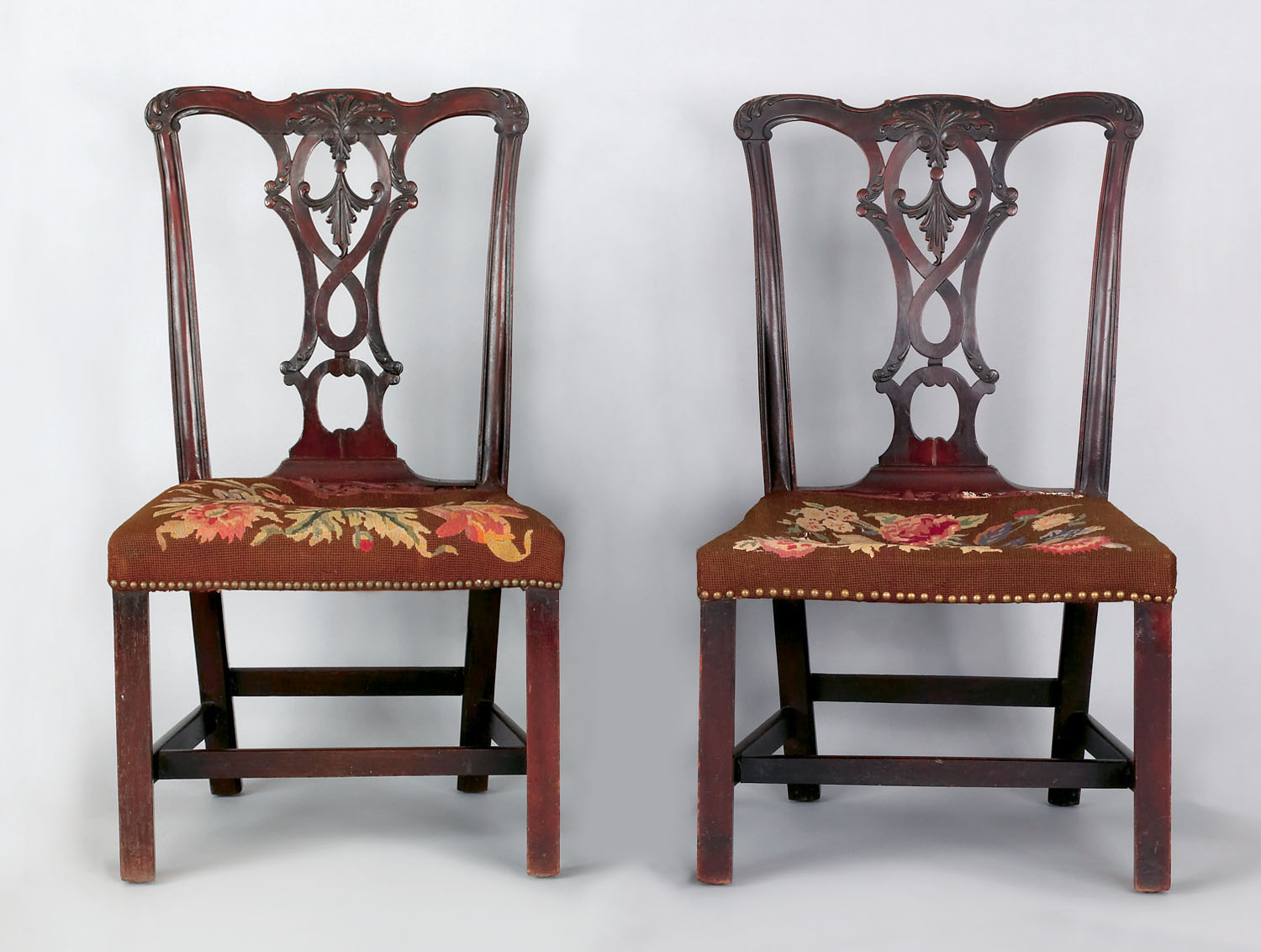 Appraisal: Pair of George III mahogany dining chairs ca each with