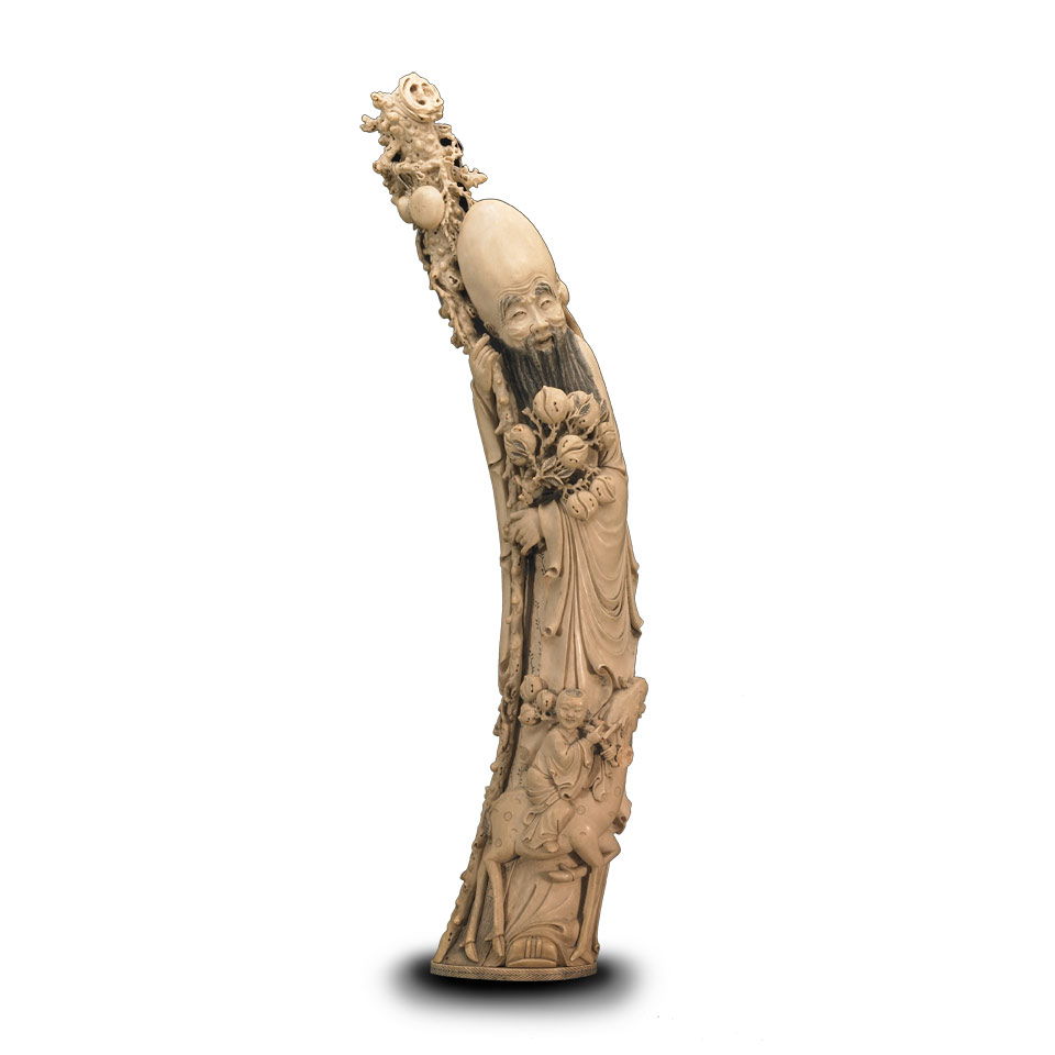 Appraisal: Massive Ivory Carved Immortal circa s The God of Immortality