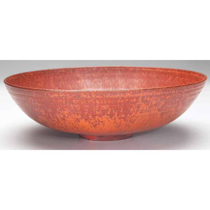 Appraisal: Natzler bowl flared shape covered in a red and orange