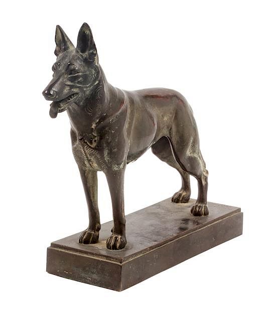 Appraisal: A Bronze German Shepherd Sculpture Height x width x depth