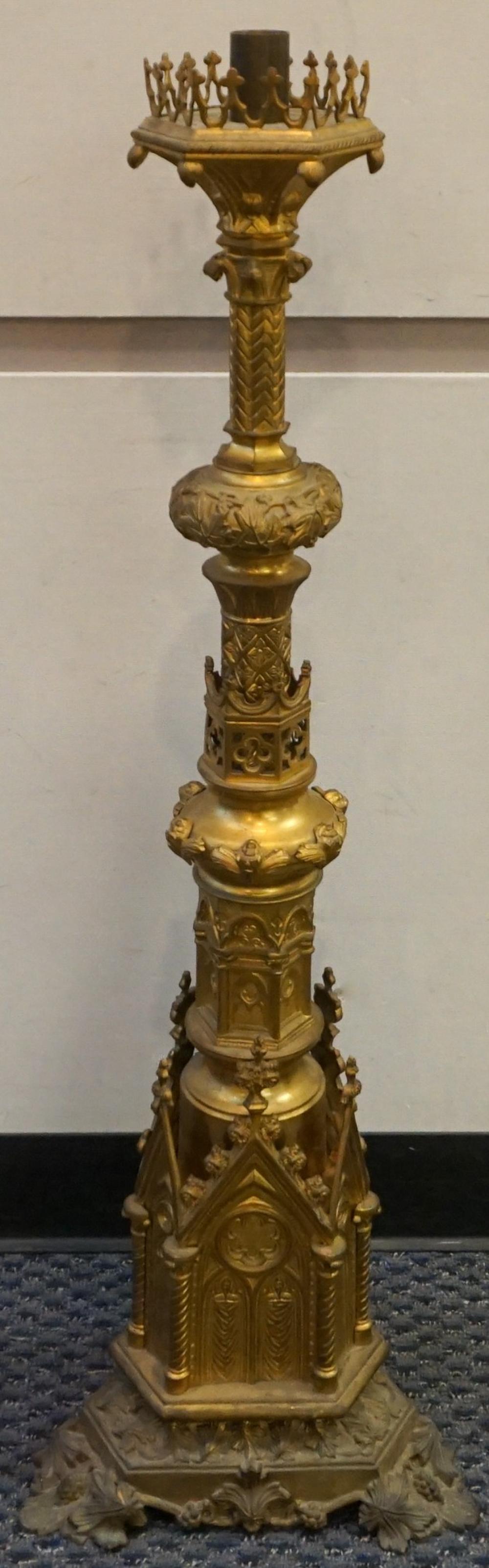 Appraisal: GOTHIC STYLE BRONZE TORCHIERE H IN CM Gothic Style Bronze