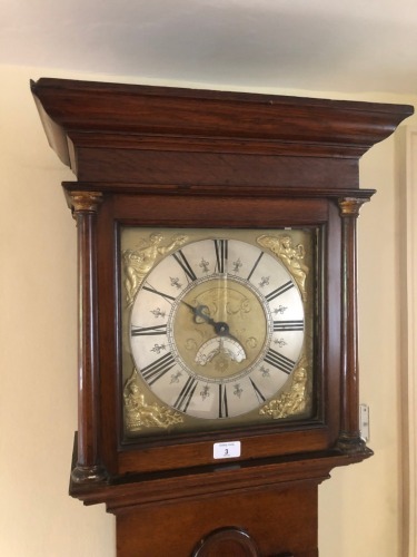 Appraisal: A George III oak longcase clock with moulded cornice and