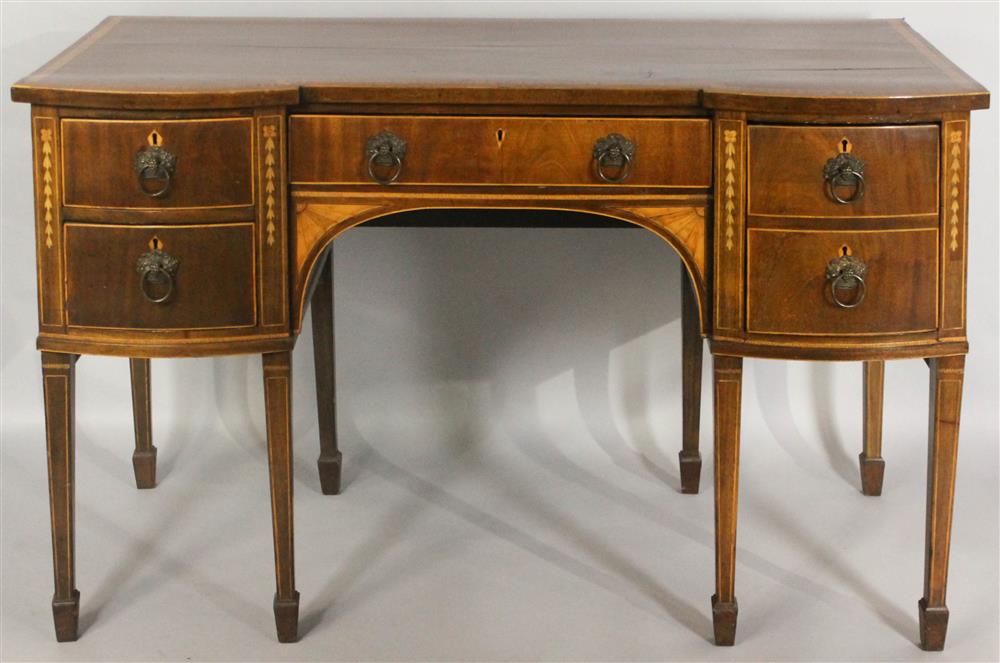 Appraisal: GEORGIAN NEOCLASSICAL SATINWOOD INLAID MAHOGANY SIDEBOARD having a rectangular top