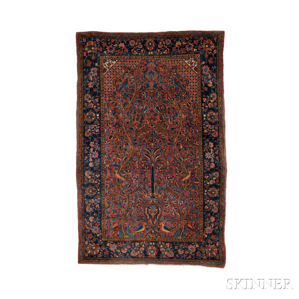 Appraisal: Kashan Prayer Rug Central Persia early th century the lower