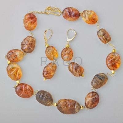 Appraisal: PRECIOUS TOPAZ K GOLD NECKLACE AND EARRINGS topaz pebbles with