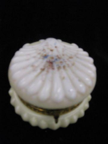 Appraisal: Wavecrest Art Glass Dresser Box fine floral spray on shell