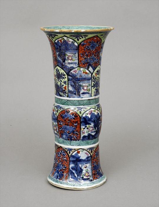 Appraisal: Chinese Polychrome Decorated Porcelain Vase in in diam