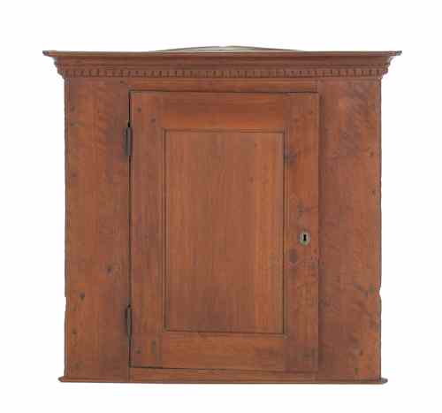 Appraisal: Pennsylvania walnut hanging corner cupboard ca h w