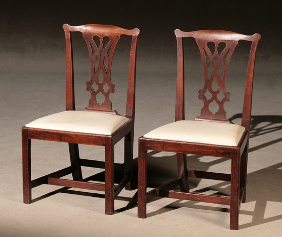 Appraisal: Pair of Chippendale Mahogany Side Chairs Philadelphia Circa Each with