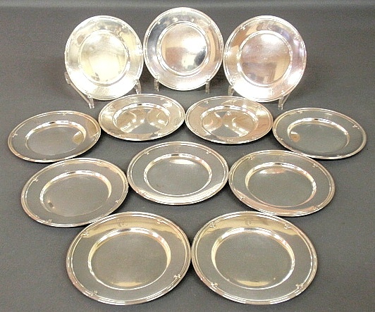 Appraisal: - Set of twelve sterling silver bread butter plates dia