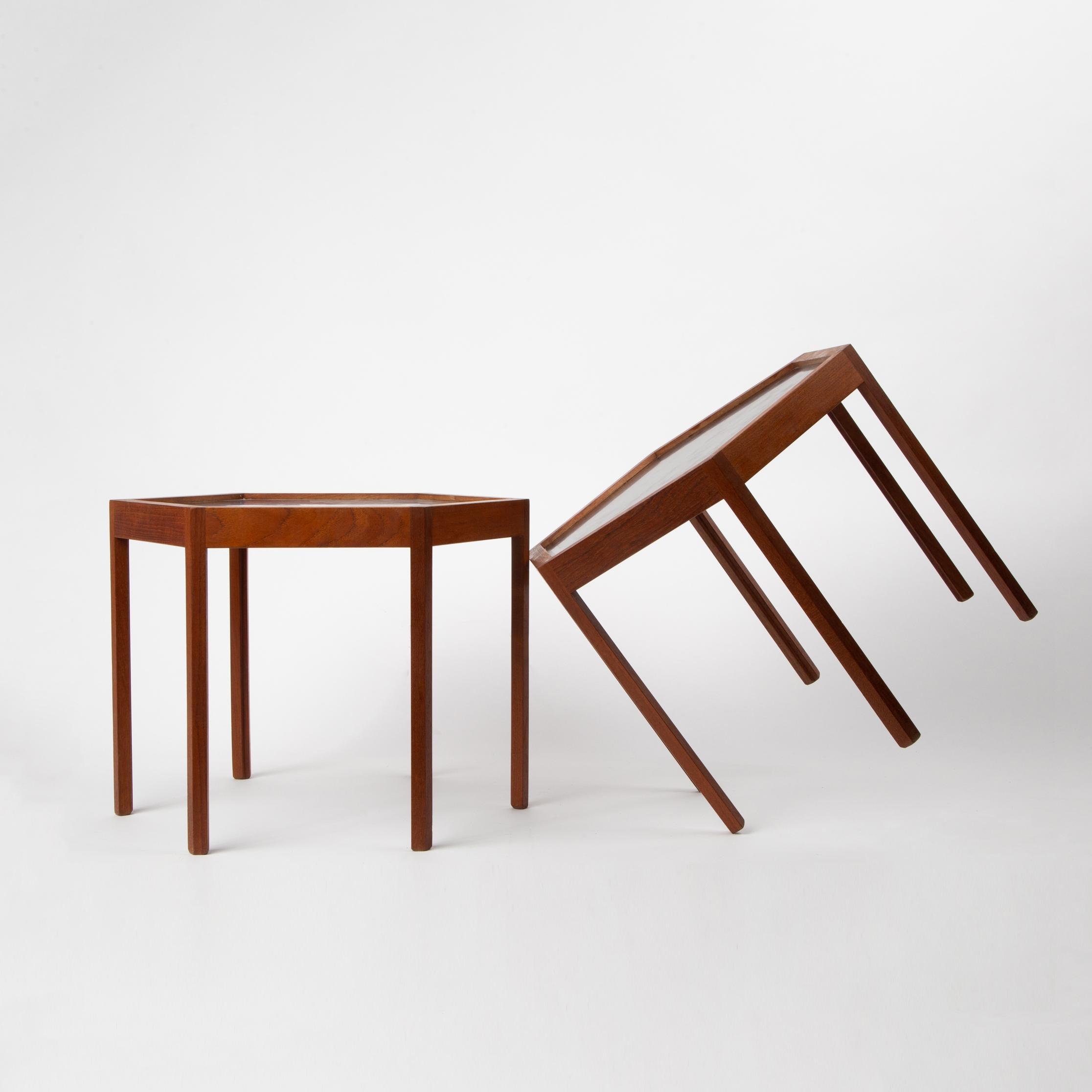 Appraisal: HANS ANDERSEN PAIR OF HEXAGONAL SIDE TABLES Two Hans C