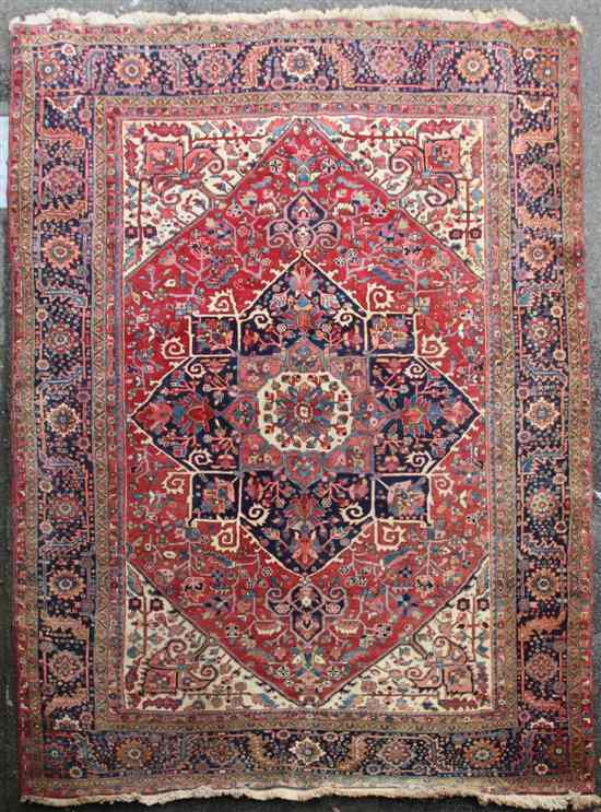 Appraisal: A Heriz carpet the large central hexagon with field of