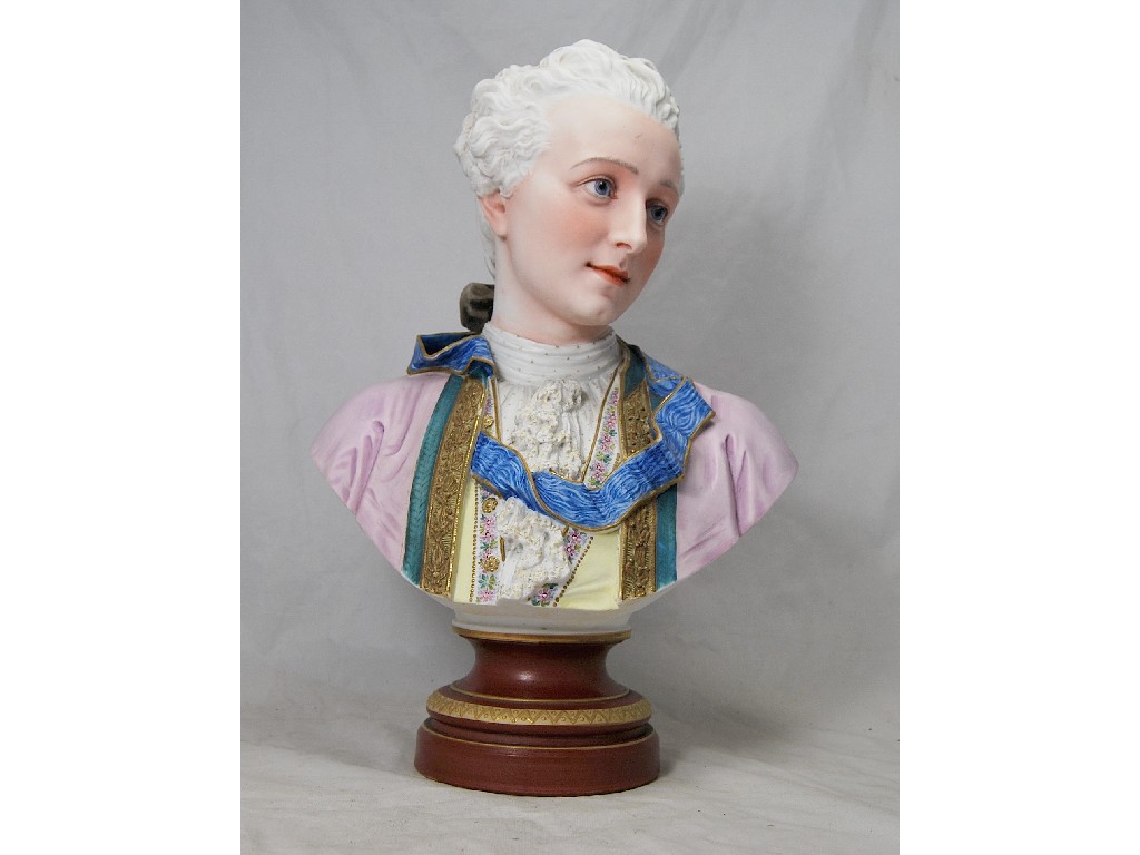 Appraisal: A French painted bisque bust of an th century gentleman