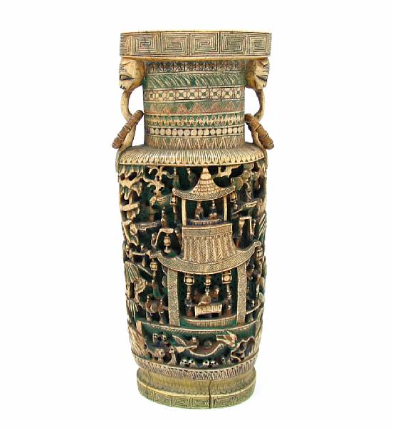 Appraisal: A Chinese carved ivory and polychrome decorated vase height in