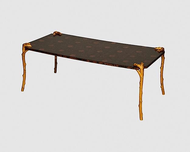 Appraisal: Modern Lacquered Coffee Table with gilt bronze branch form legs