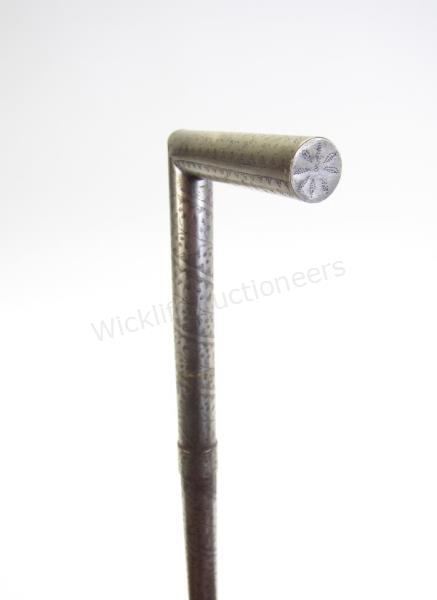 Appraisal: Blue Steel Dagger Cane finely engraved all blue steel cane