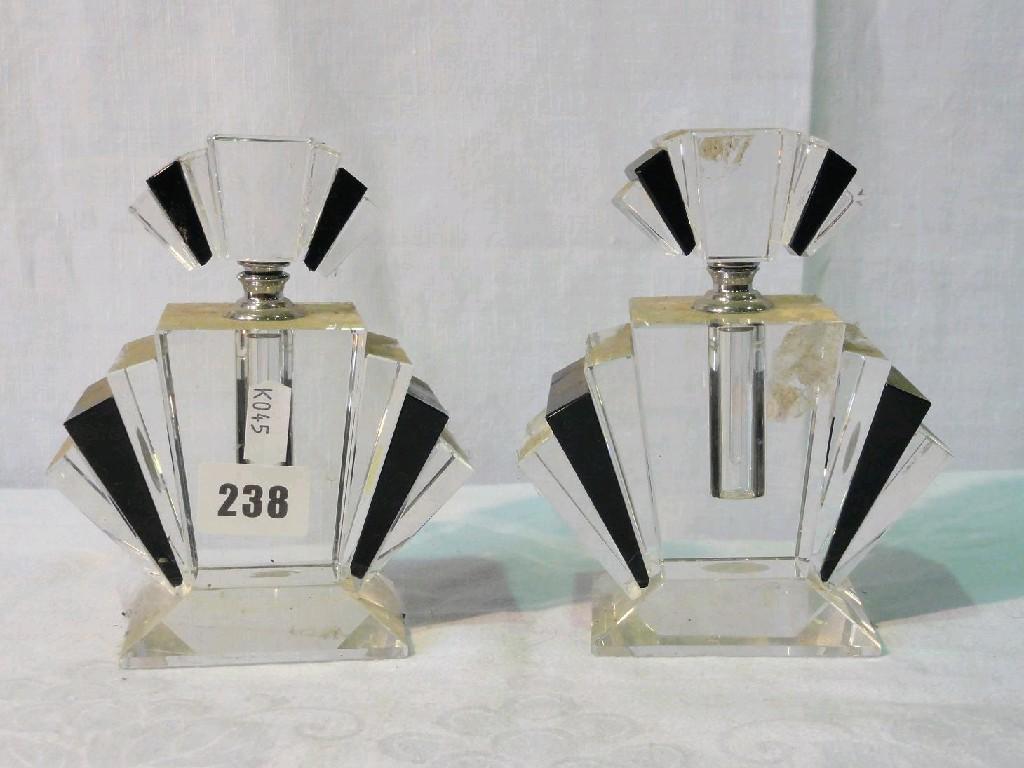 Appraisal: A pair of Art Deco glass scent bottles and stoppers