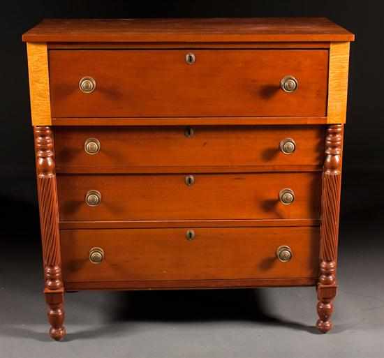 Appraisal: American Classical cherrywood and maple chest of drawers Pennsylvania circa