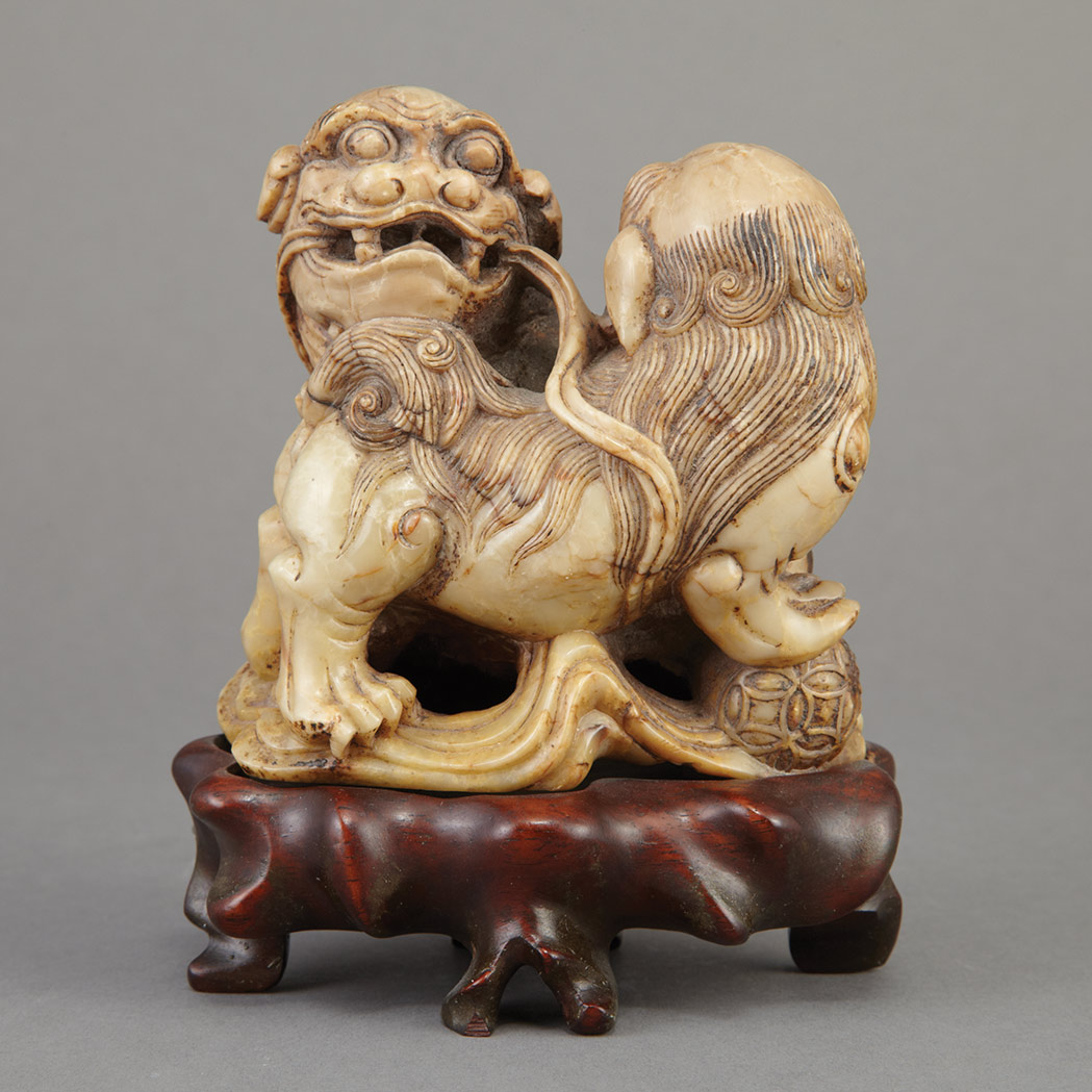 Appraisal: Chinese Soapstone Carving of Fu Lions Height inches C