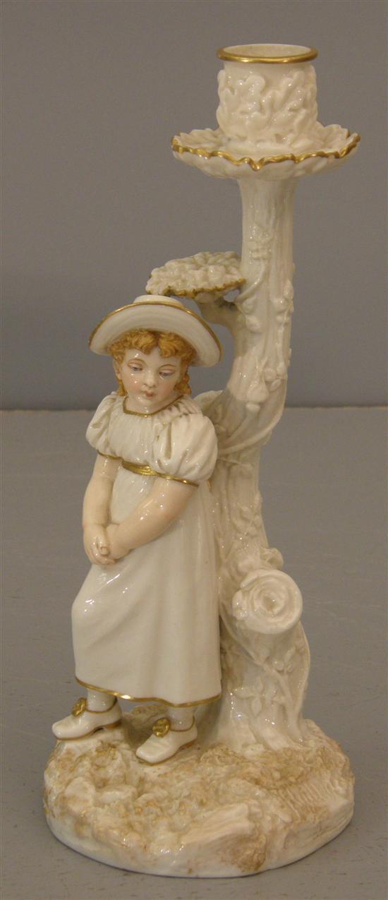 Appraisal: Royal Worcester figural candlestick modelled as a tree with a