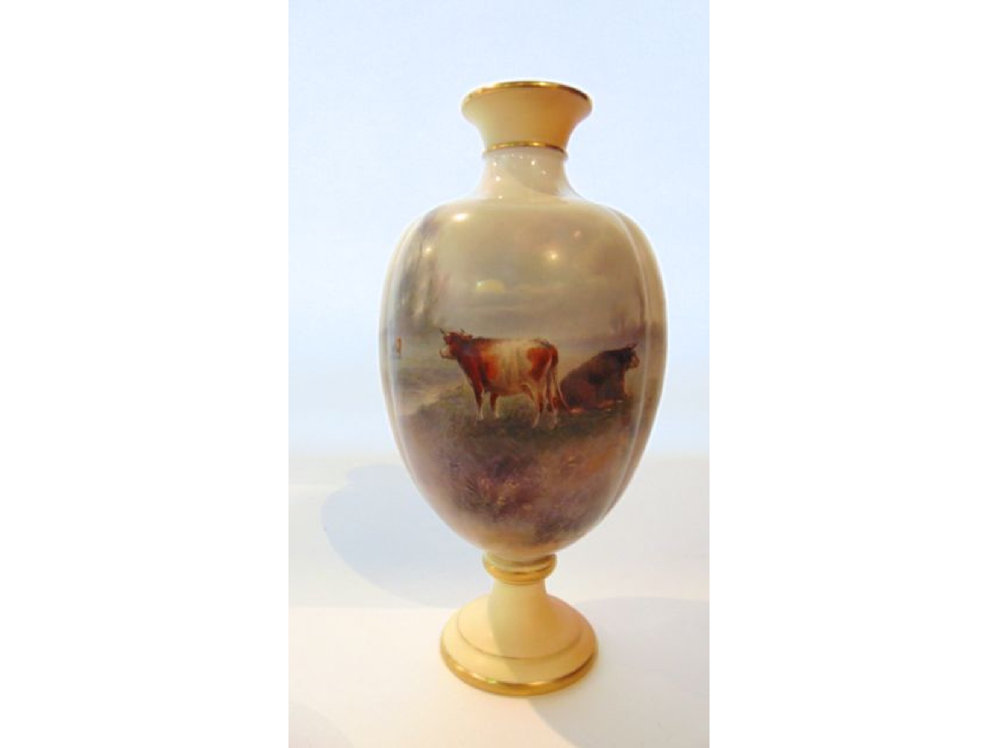 Appraisal: A Grainger Worcester vase of lobed ovoid form with painted