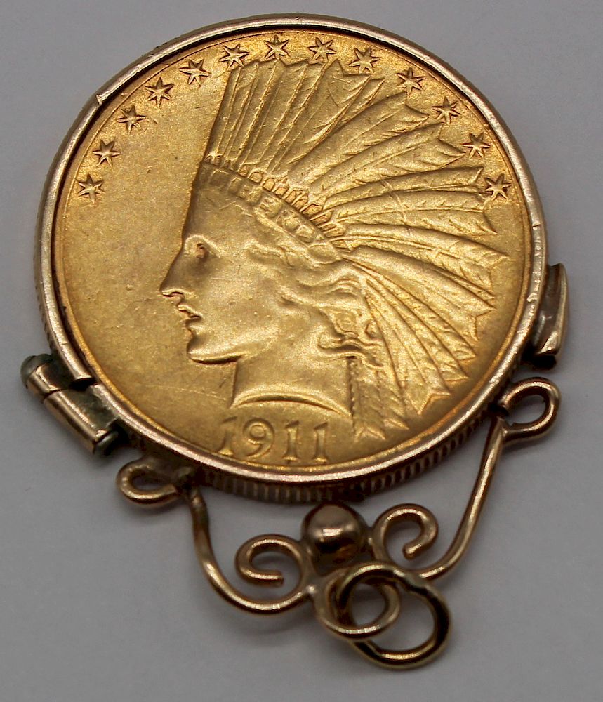 Appraisal: GOLD US Indian Head Gold Coin Mounted as a pendant